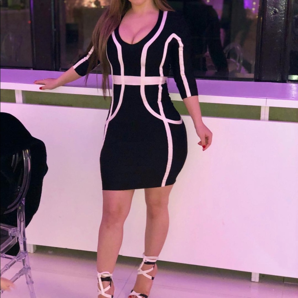 Black and white bandage dress